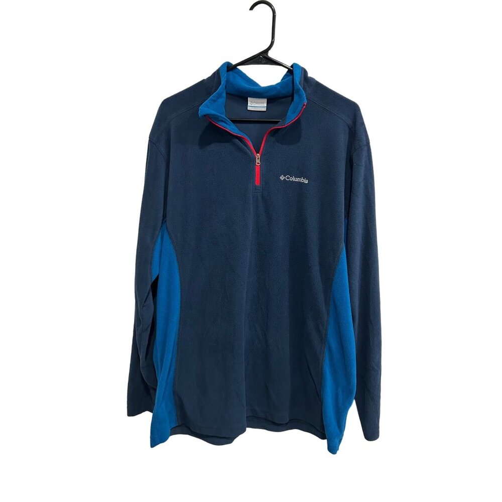 Columbia Mens Navy Blue Fleece Pullover Half-Zip Jacket Sz XL